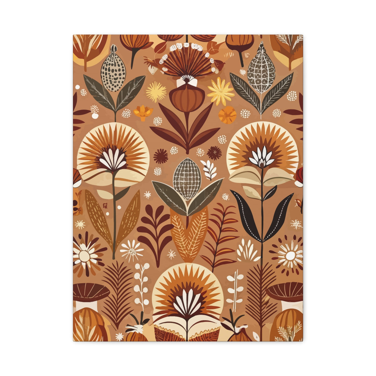 Folk Floral Pattern, African Inspired 01 - 18 in x 24 in Matte Canvas, Stretched, 1.25 in