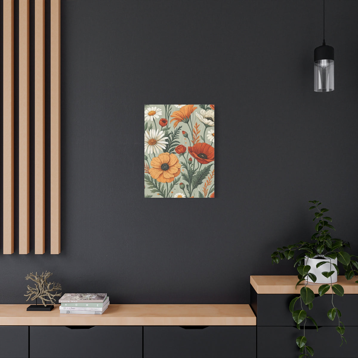 Wildflowers Pattern 043 - 18 in x 24 in Matte Canvas, Stretched, 1.25 in