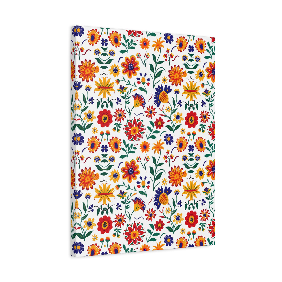 Mexican Floral Fiesta Pattern 024 - 18 in x 24 in Matte Canvas, Stretched, 1.25 in