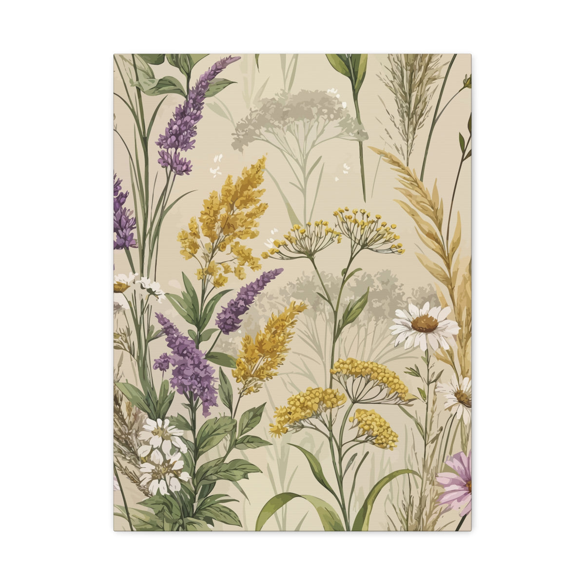 Wildflowers Pattern 130 - 18 in x 24 in Matte Canvas, Stretched, 1.25 in