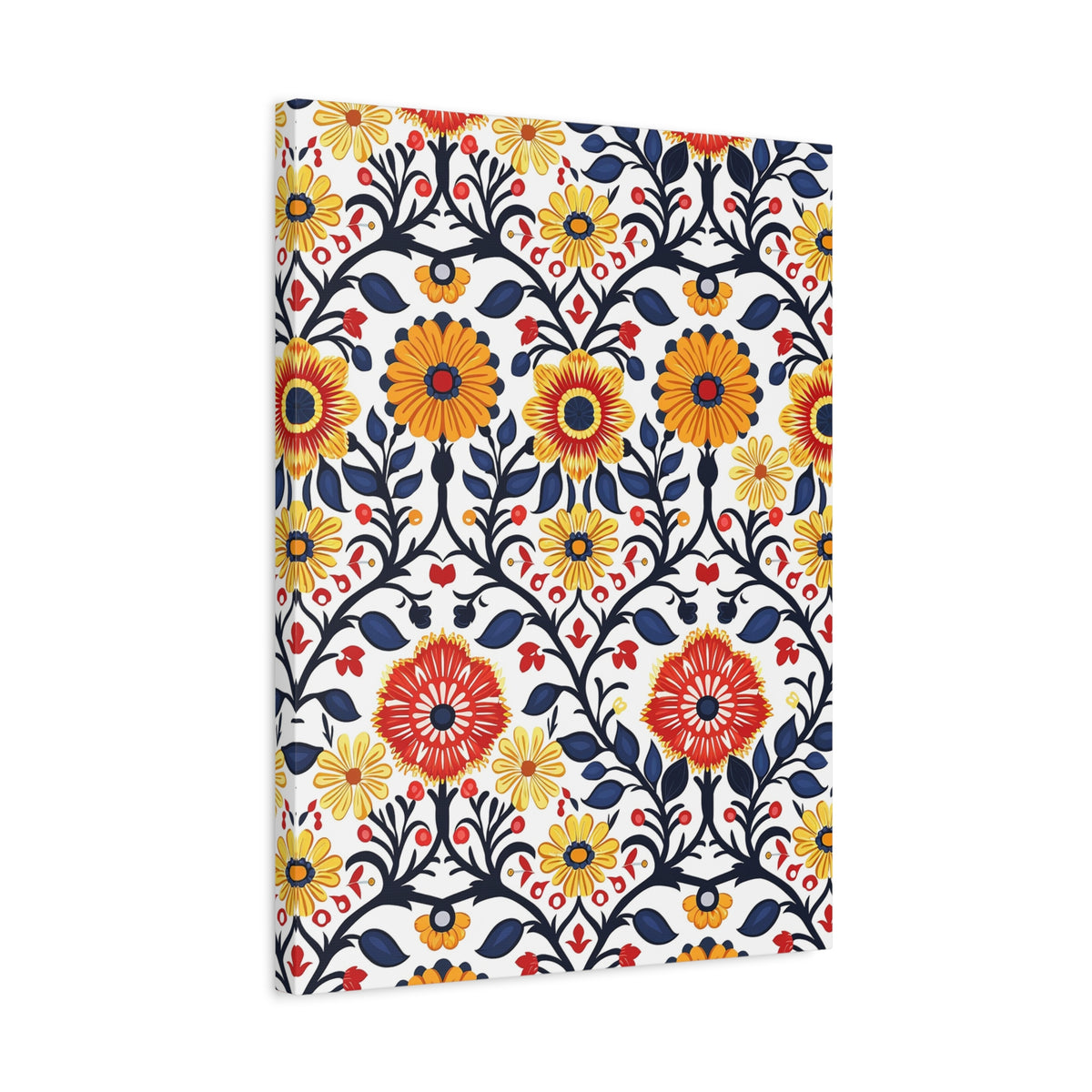Mexican Floral Fiesta Pattern 043 - 18 in x 24 in Matte Canvas, Stretched, 1.25 in