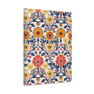 Mexican Floral Fiesta Pattern 043 - 18 in x 24 in Matte Canvas, Stretched, 1.25 in