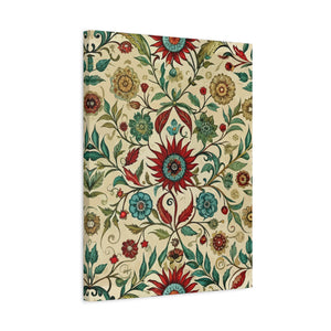 Folk Floral Pattern, Uzbek Inspired 02 - 18 in x 24 in Matte Canvas, Stretched, 1.25 in