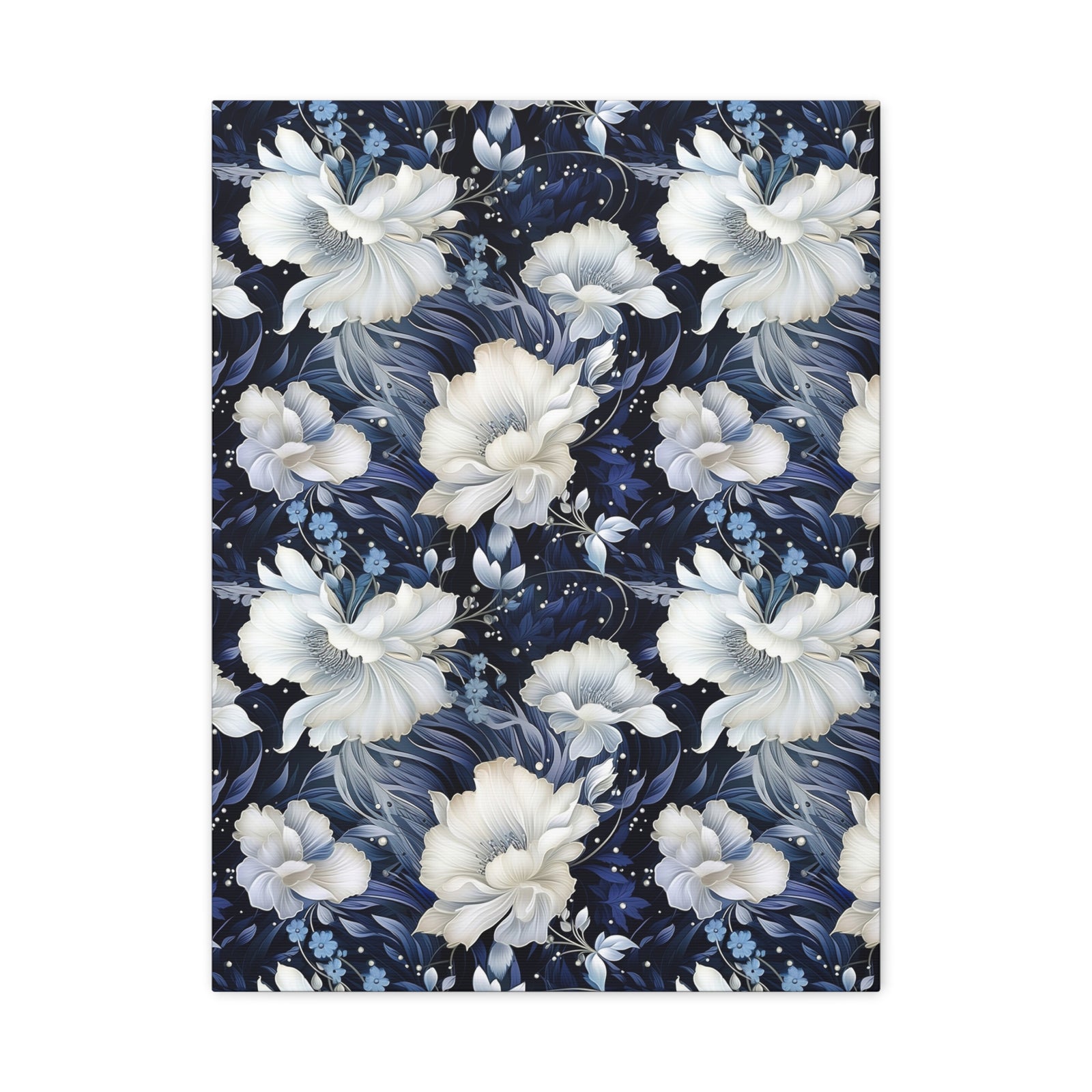 Nocturnal Bloom Pattern 007 - 18 in x 24 in Matte Canvas, Stretched, 1.25 in