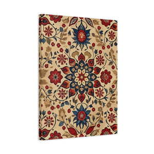 Folk Floral Pattern, Moroccan Inspired 09 - 18 in x 24 in Matte Canvas, Stretched, 1.25 in