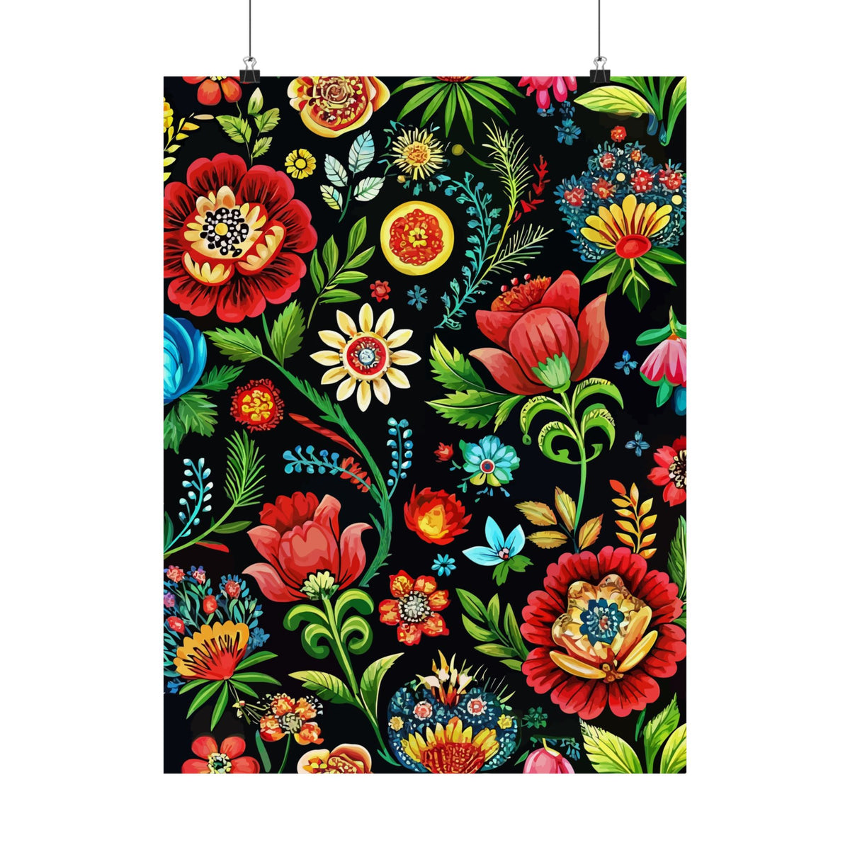 Folk Floral Pattern, Hungarian Inspired 07 - 18 in x 24 in Matte Poster