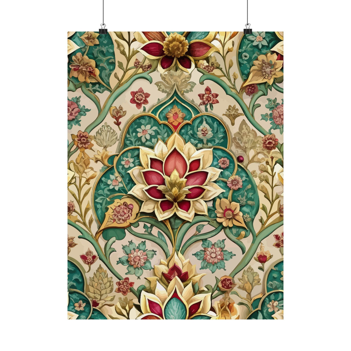 Folk Floral Pattern, Mughal Inspired 01 - 18 in x 24 in Matte Poster