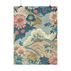Folk Floral Pattern, Japanese Inspired 06 - 18 in x 24 in Matte Poster
