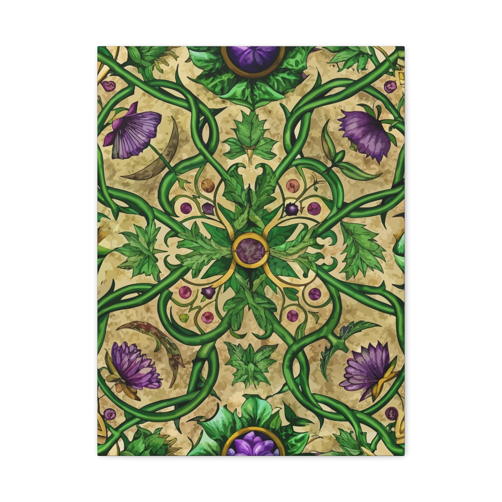 Folk Floral Pattern, Celtic Inspired 02 - 18 in x 24 in Matte Canvas, Stretched, 1.25 in