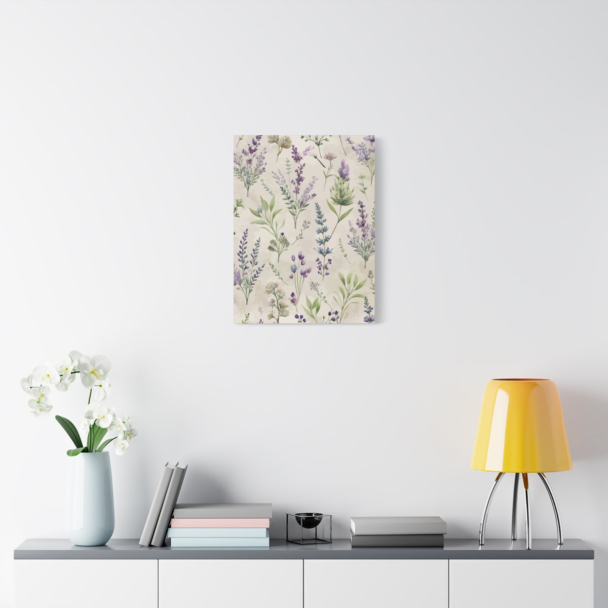 Folk Floral Pattern, French Inspired 02 - 18 in x 24 in Matte Canvas, Stretched, 1.25 in