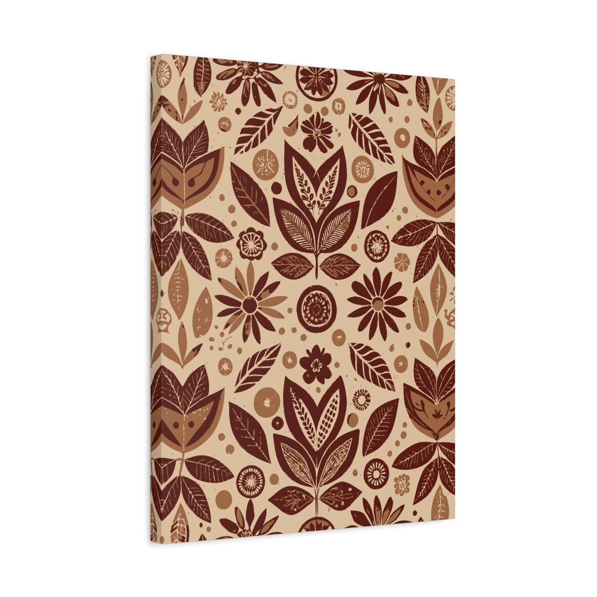 Folk Floral Pattern, Aztec Inspired 02 - 18 in x 24 in Matte Canvas, Stretched, 1.25 in