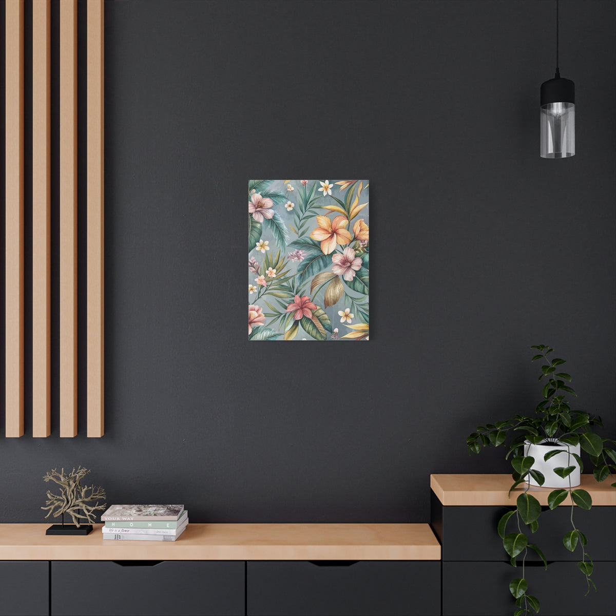 Folk Floral Pattern, Balinese Inspired 07 - 18 in x 24 in Matte Canvas, Stretched, 1.25 in