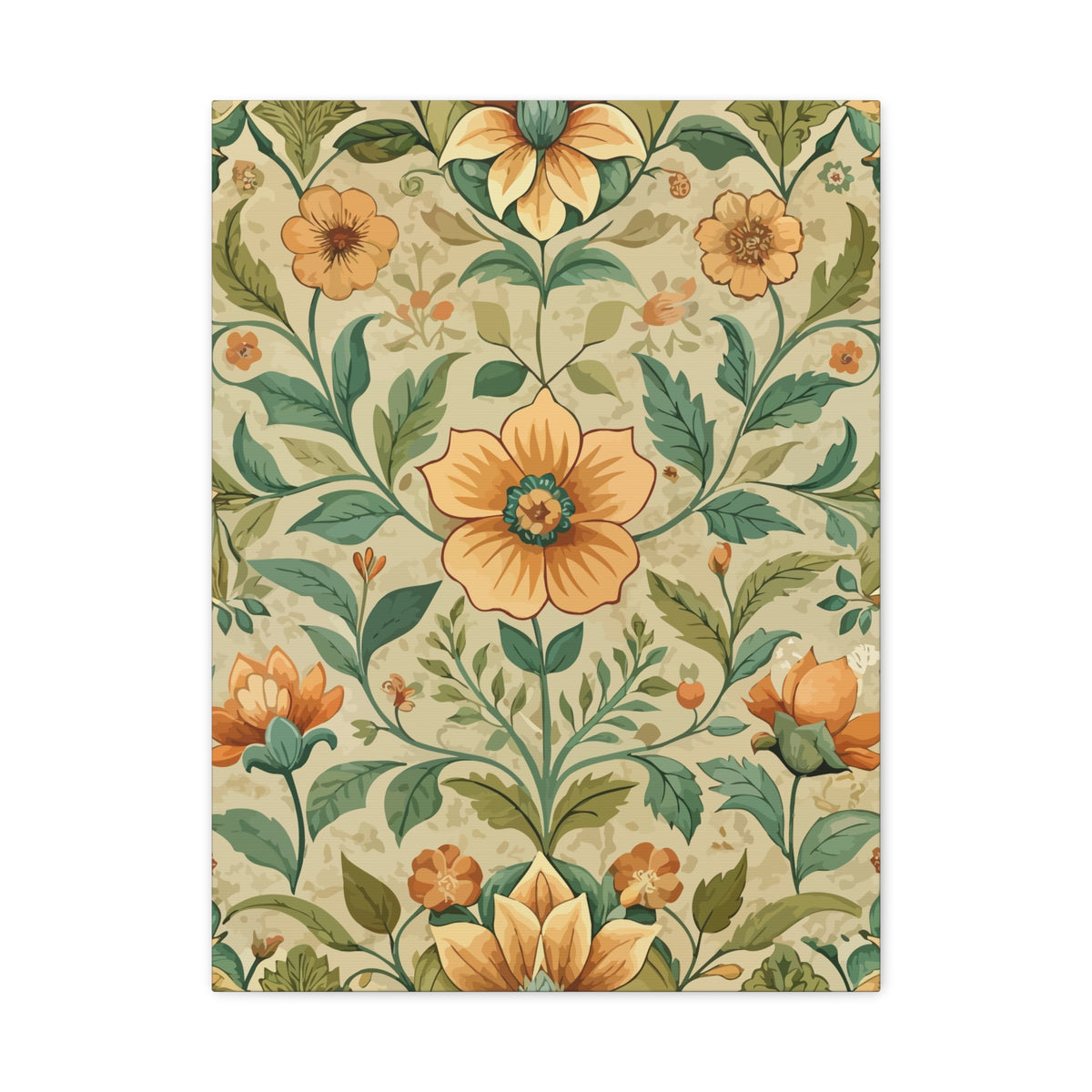 Folk Floral Pattern, Armenian Inspired 02 - 18 in x 24 in Matte Canvas, Stretched, 1.25 in