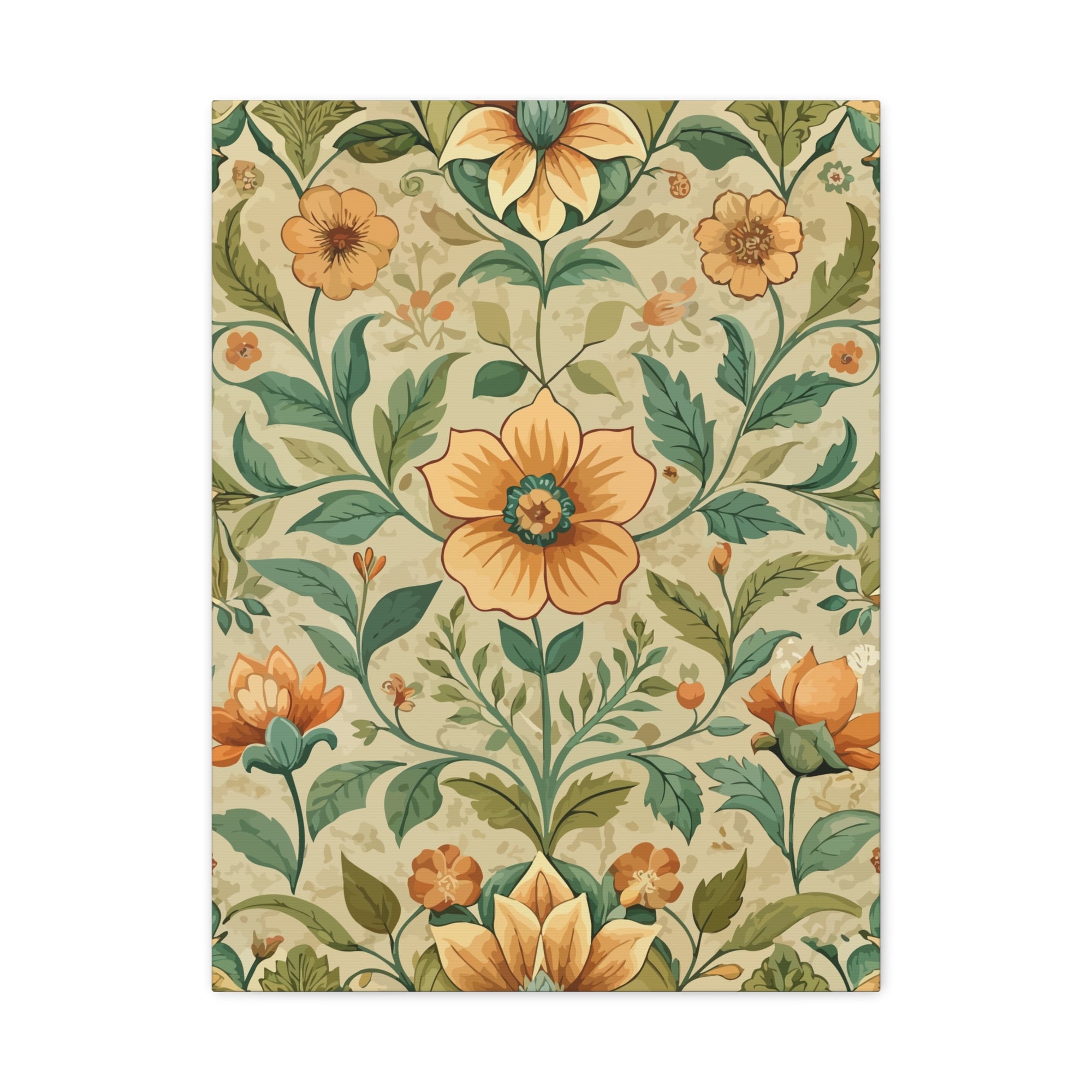 Folk Floral Pattern, Armenian Inspired 02 - 18 in x 24 in Matte Canvas, Stretched, 1.25 in