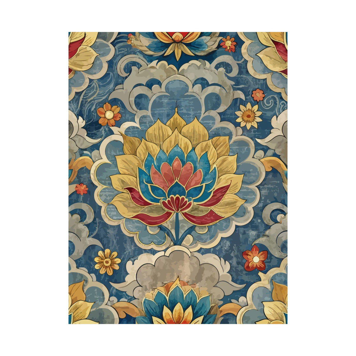 Folk Floral Pattern, Tibetan Inspired 02 - 18 in x 24 in Matte Poster