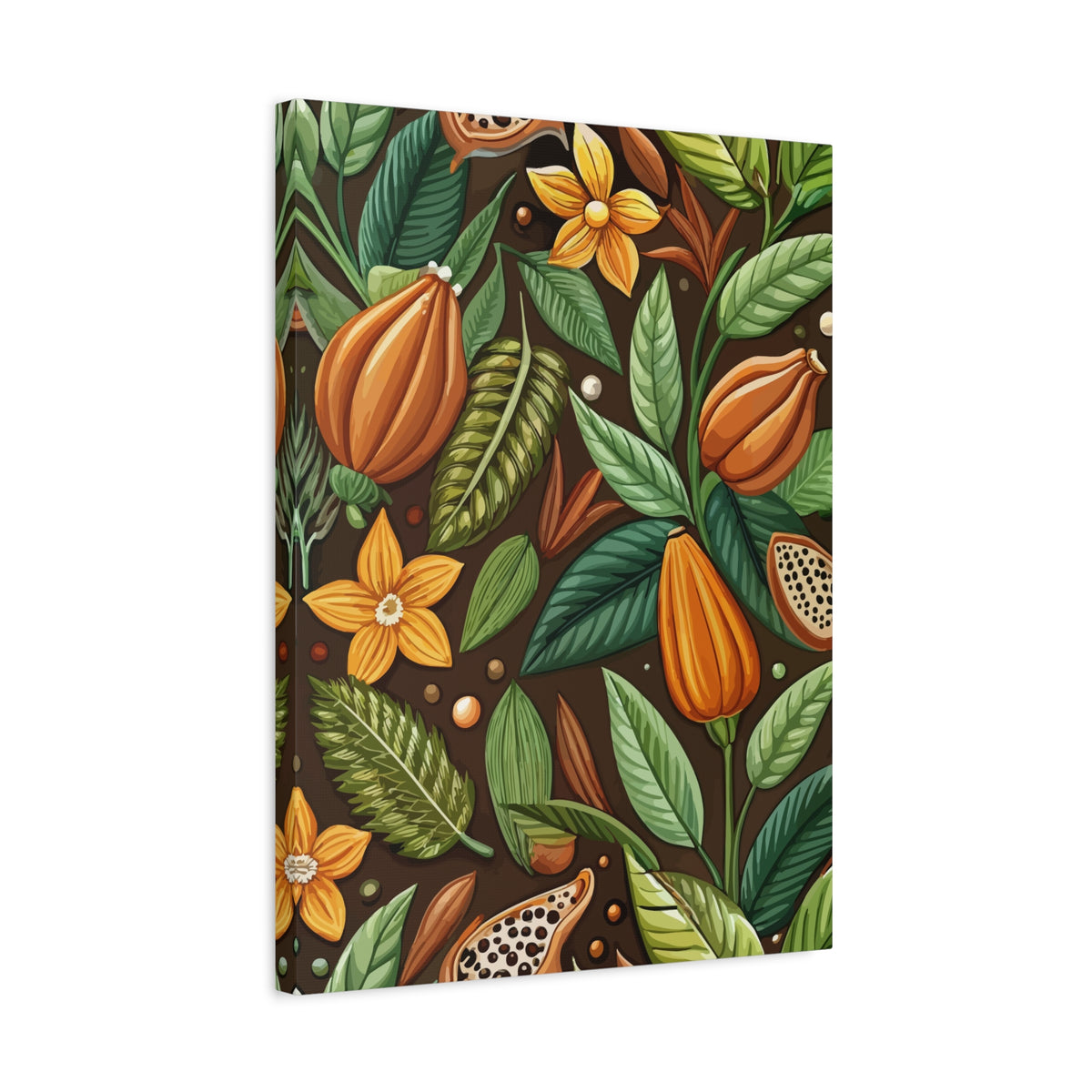 Folk Floral Pattern, Mayan Inspired 02 - 18 in x 24 in Matte Canvas, Stretched, 1.25 in