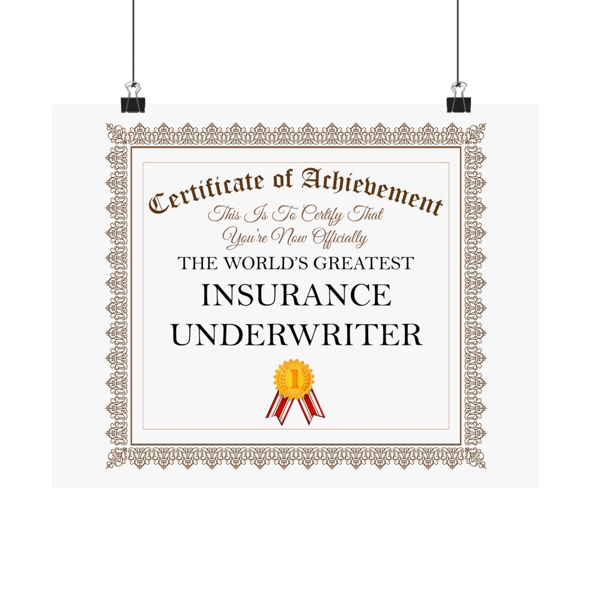 World's Greatest Insurance Underwriter - 14 in x 11 in Matte Poster