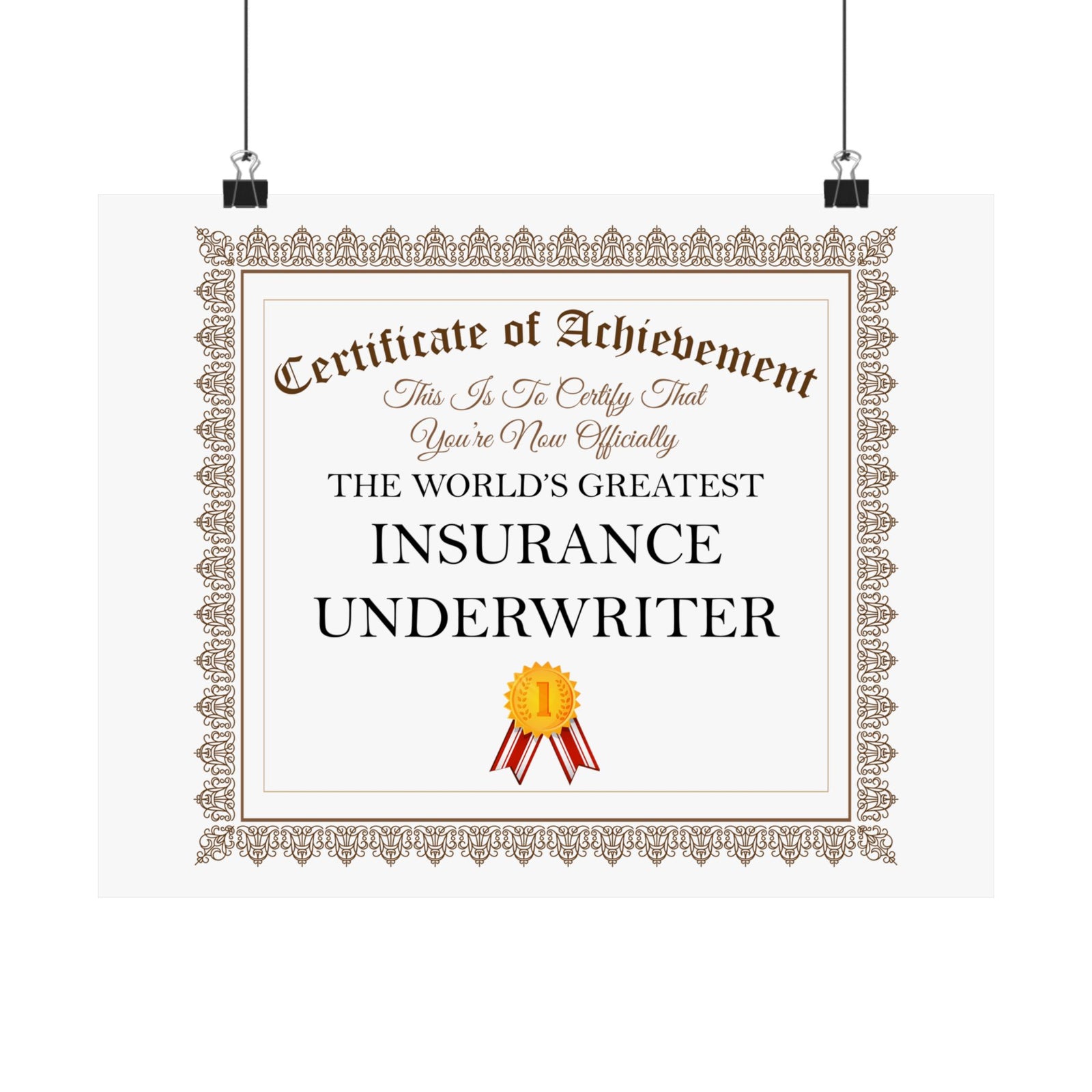 World's Greatest Insurance Underwriter - 14 in x 11 in Matte Poster