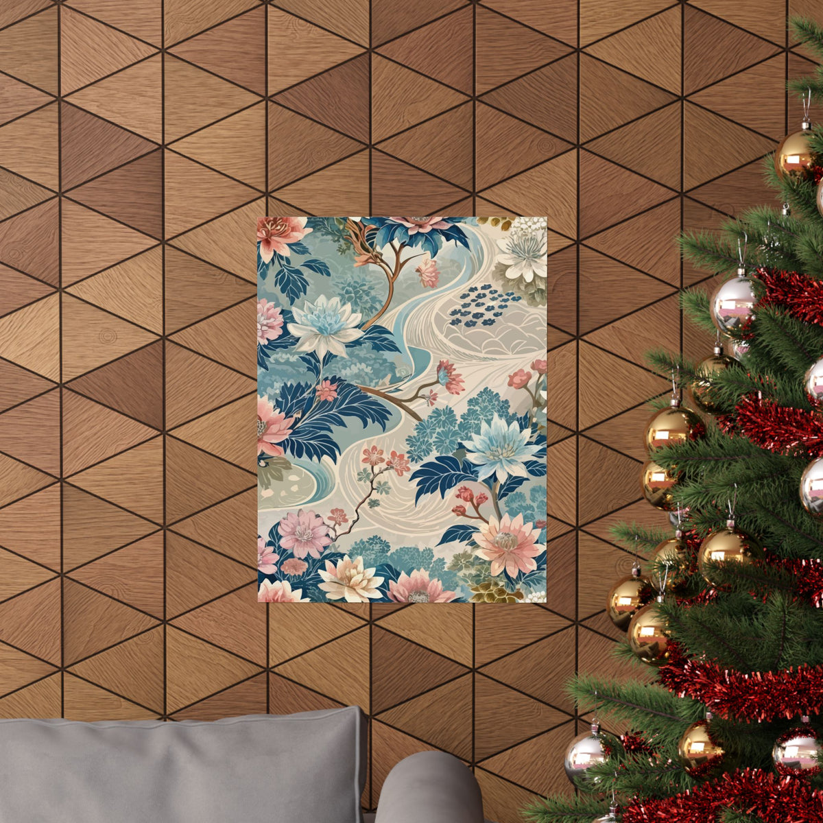 Folk Floral Pattern, Japanese Inspired 05 - 18 in x 24 in Matte Poster