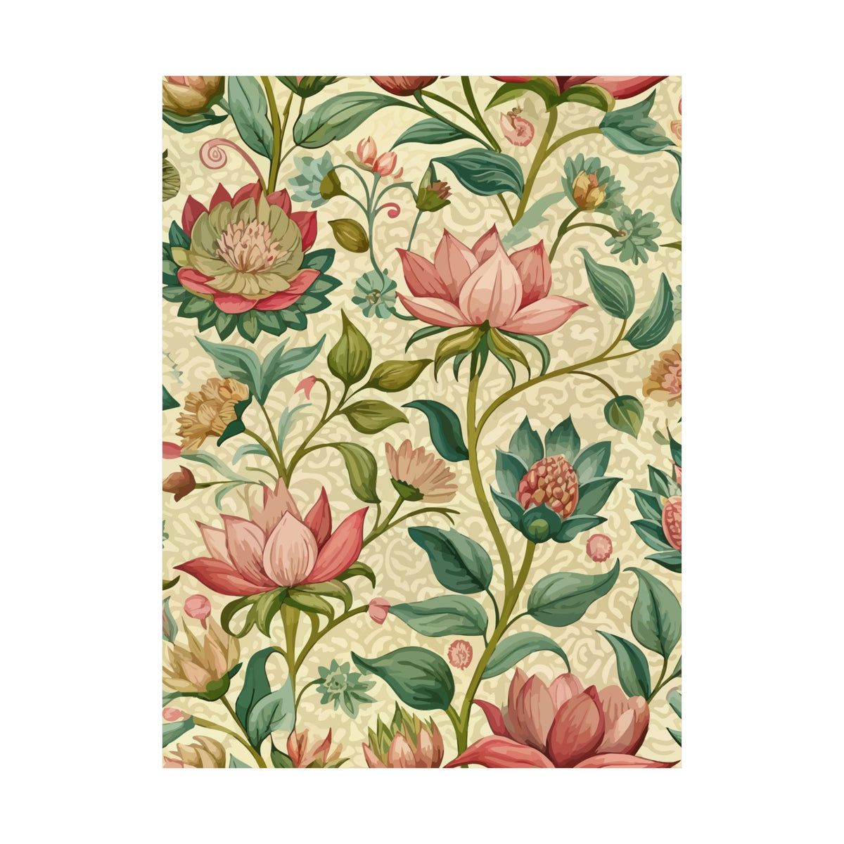 Folk Floral Pattern, Himalayan Inspired 01 - 18 in x 24 in Matte Poster
