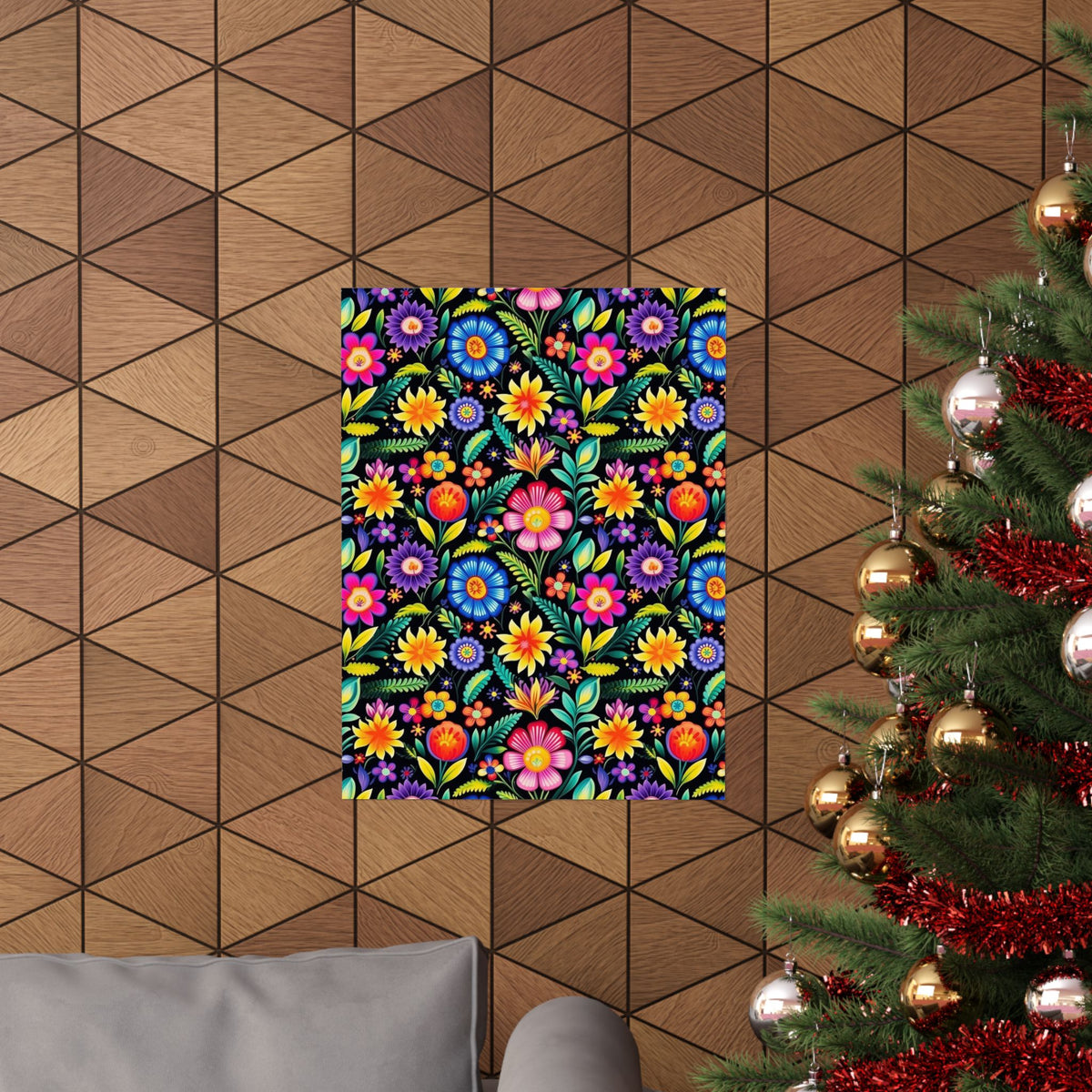 Mexican Floral Fiesta Pattern 029 - 18 in x 24 in Matte Poster