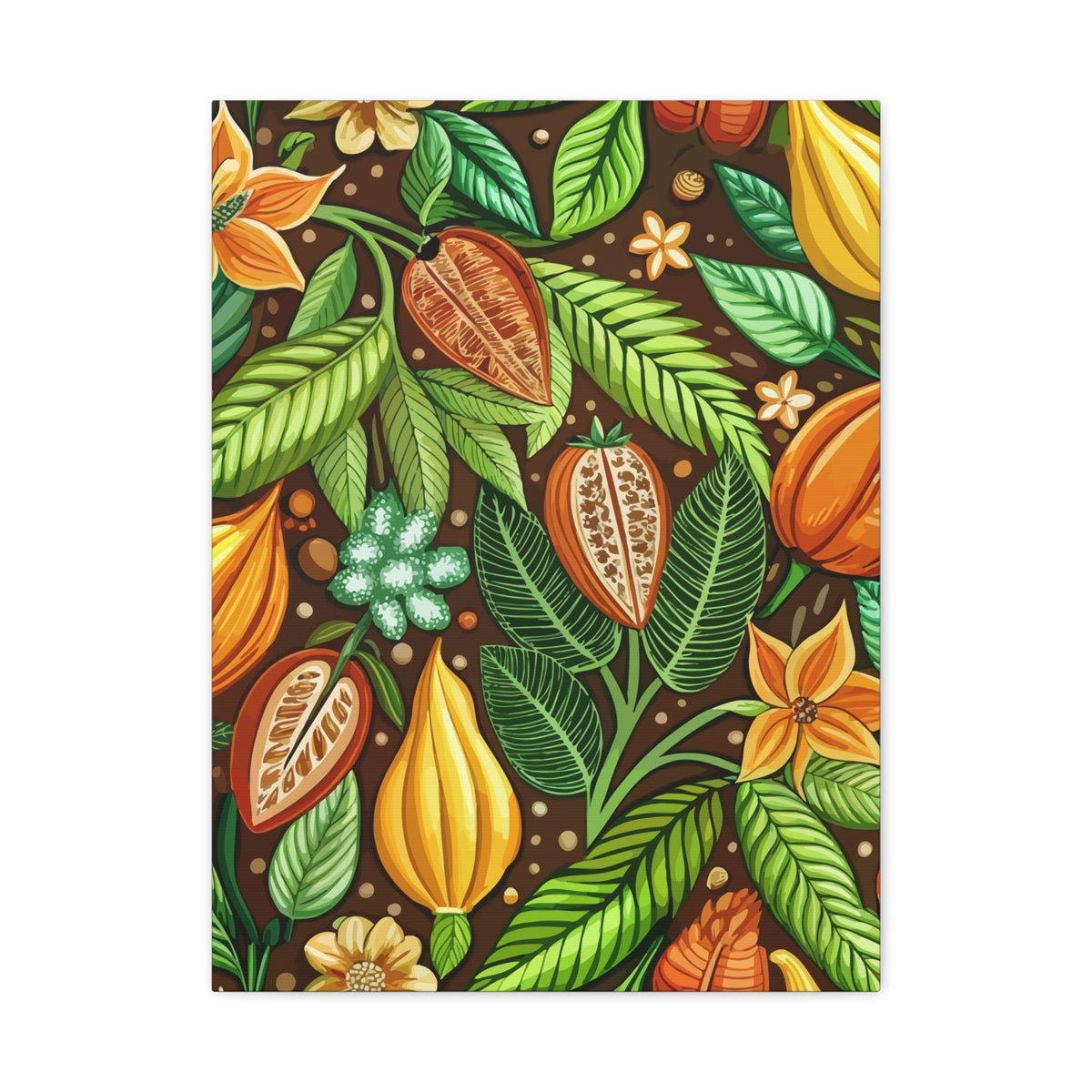 Folk Floral Pattern, Mayan Inspired 01 - 18 in x 24 in Matte Canvas, Stretched, 1.25 in