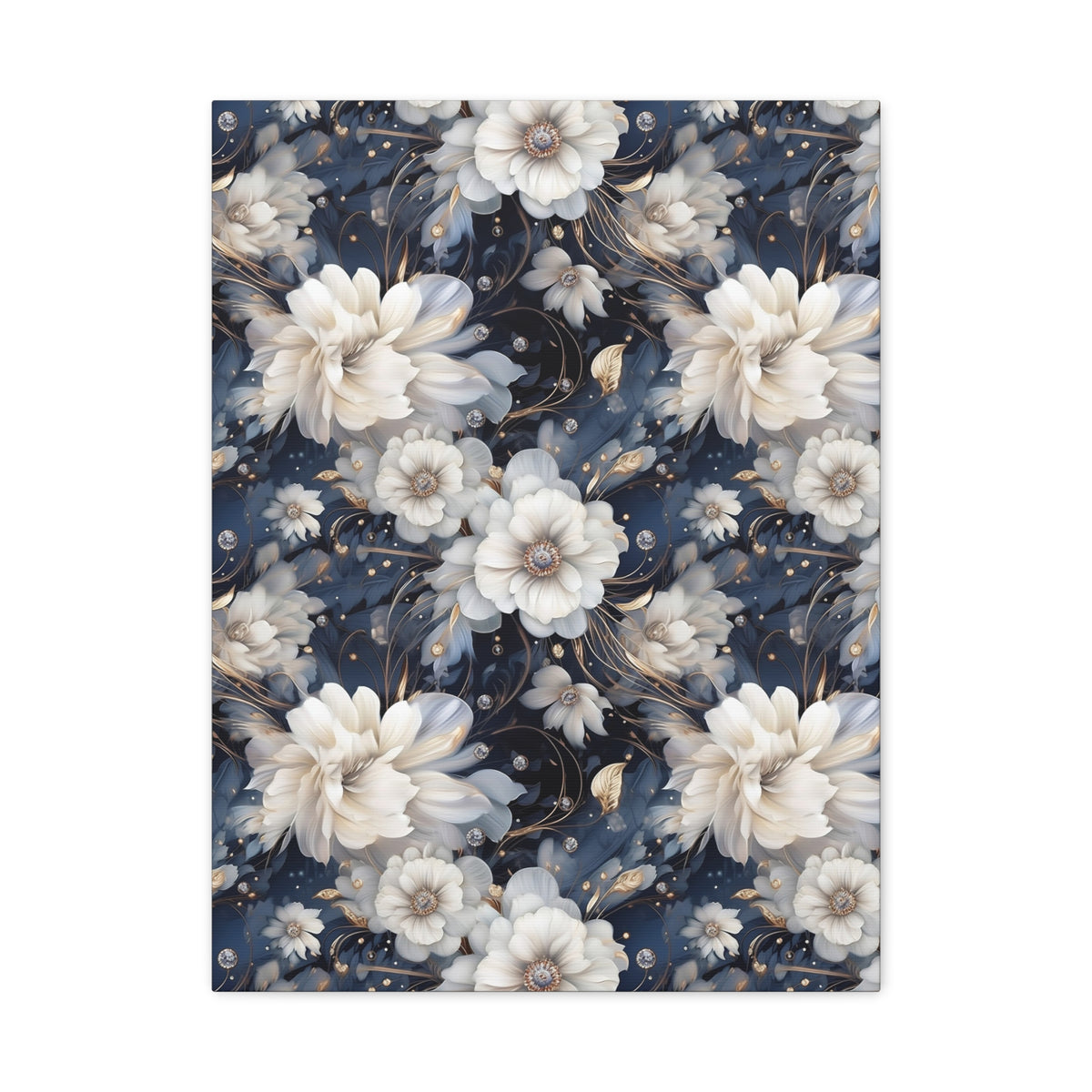 Nocturnal Bloom Pattern 002 - 18 in x 24 in Matte Canvas, Stretched, 1.25 in