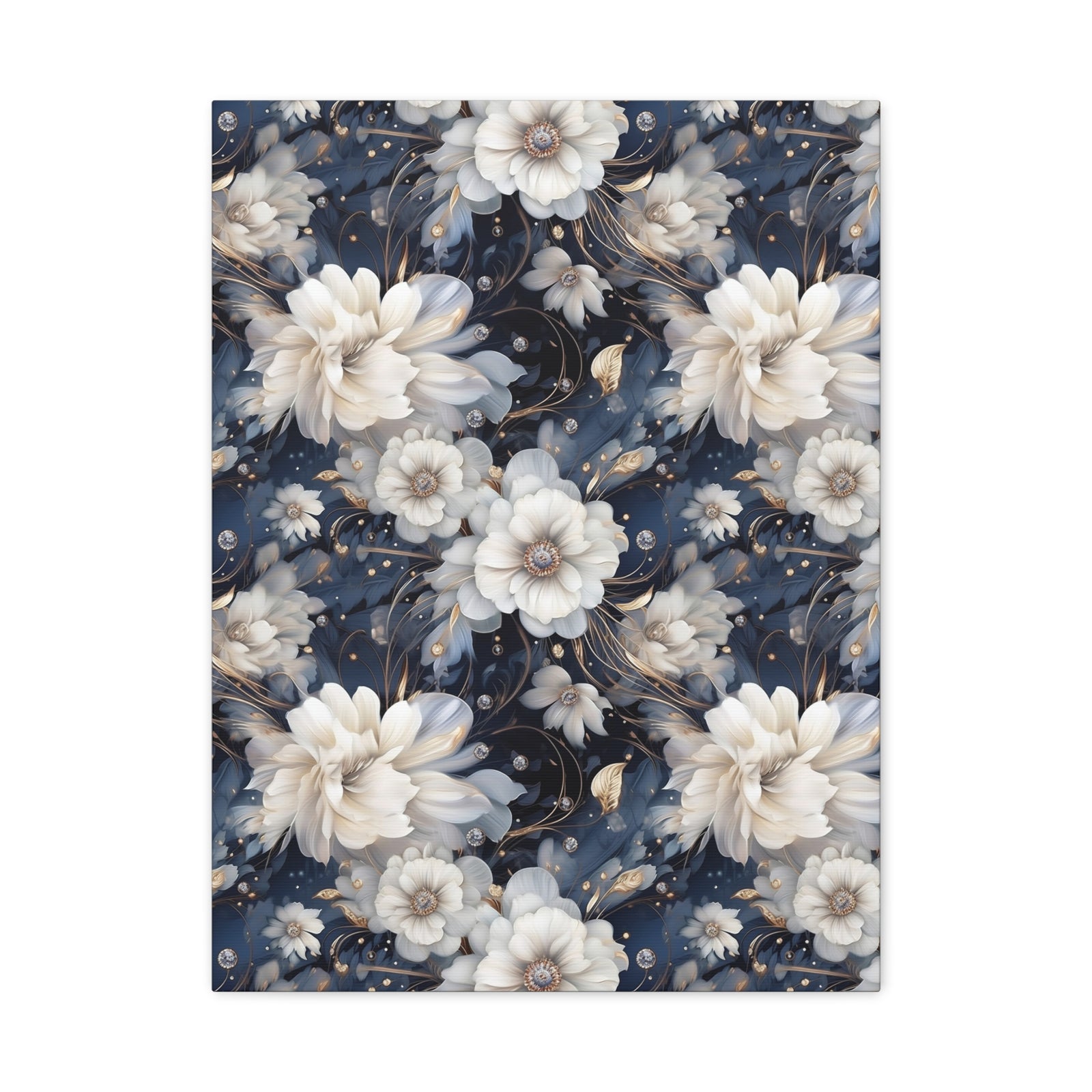Nocturnal Bloom Pattern 002 - 18 in x 24 in Matte Canvas, Stretched, 1.25 in