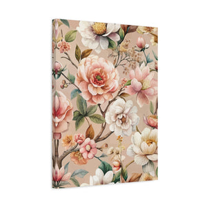 Folk Floral Pattern, Japanese Inspired 04 - 18 in x 24 in Matte Canvas, Stretched, 1.25 in