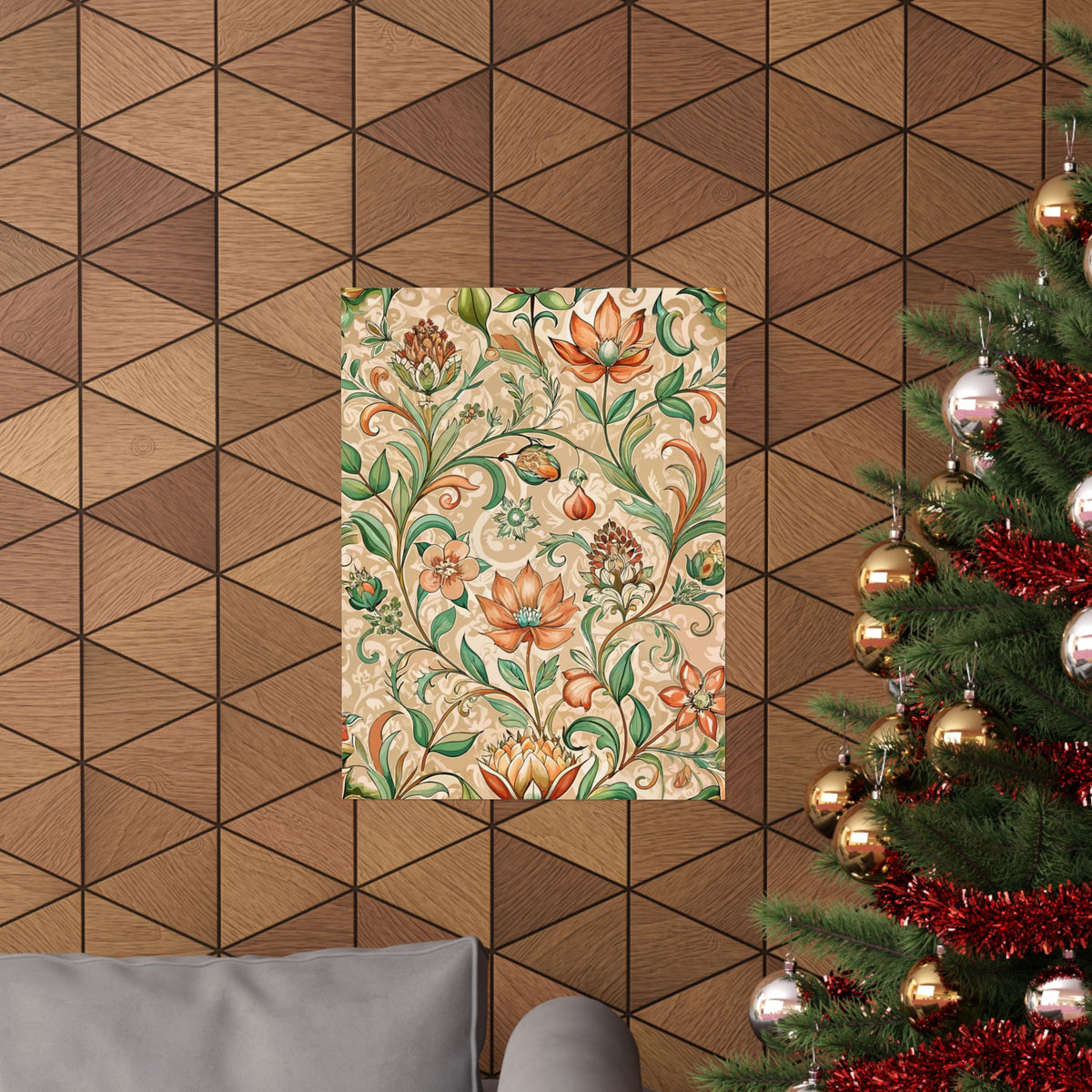 Folk Floral Pattern, Middle Eastern Inspired 02 - 18 in x 24 in Matte Poster