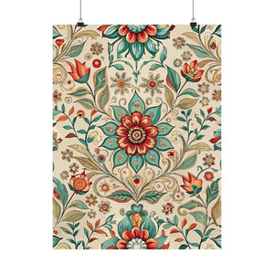 Folk Floral Pattern, Moroccan Inspired 02 - 18 in x 24 in Matte Poster