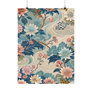 Folk Floral Pattern, Japanese Inspired 05 - 18 in x 24 in Matte Poster