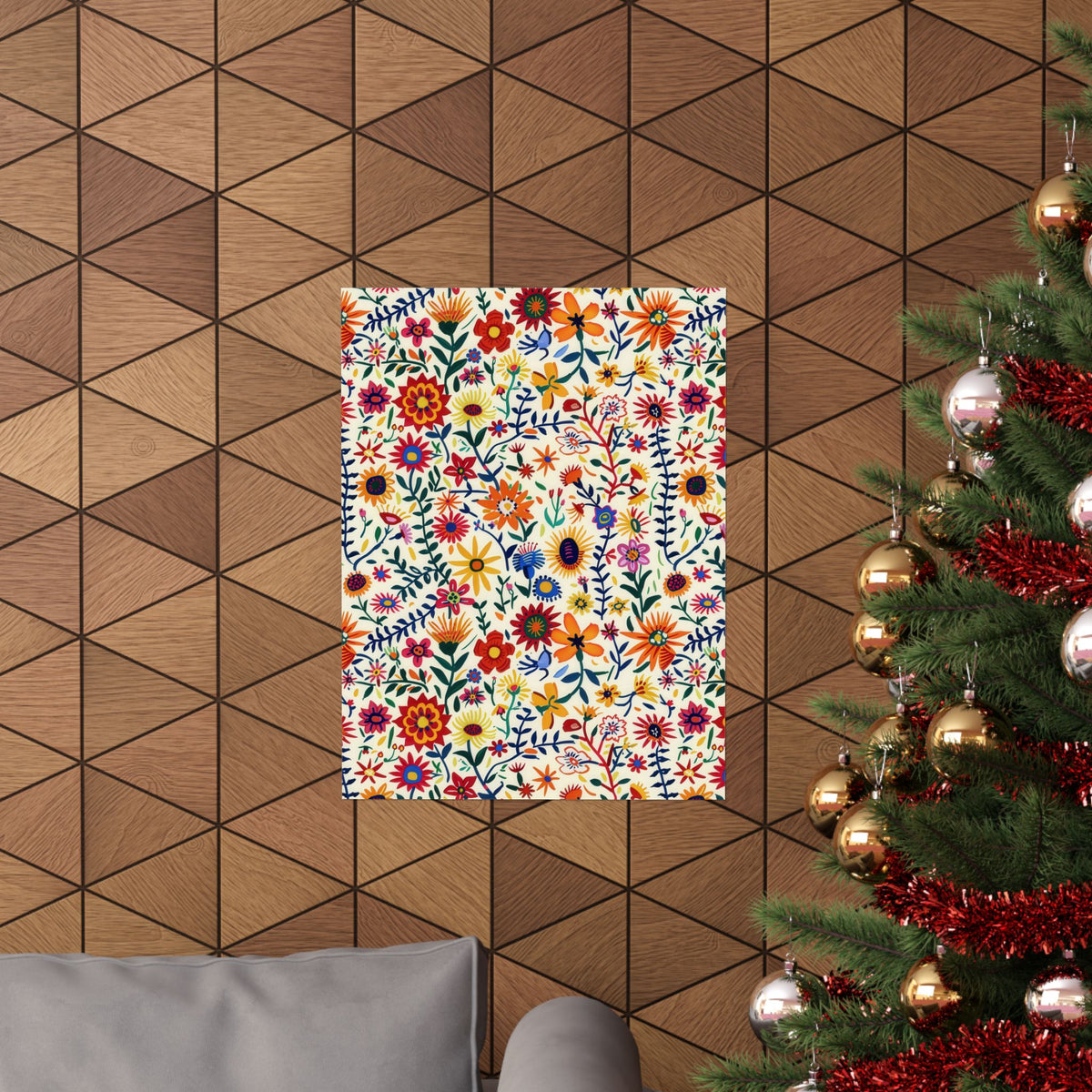 Mexican Floral Fiesta Pattern 011 - 18 in x 24 in Matte Poster