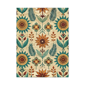 Folk Floral Pattern, Native American Inspired 03 - 18 in x 24 in Matte Canvas, Stretched, 1.25 in