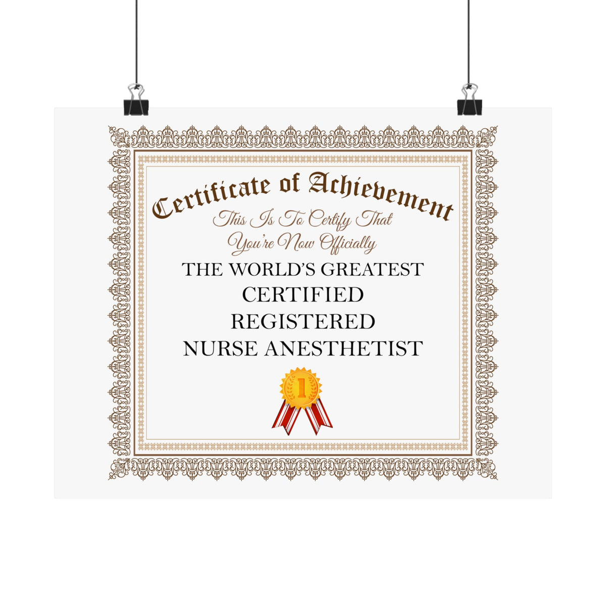World's Greatest Certified Registered Nurse Anesthetist - 14 in x 11 in Matte Poster