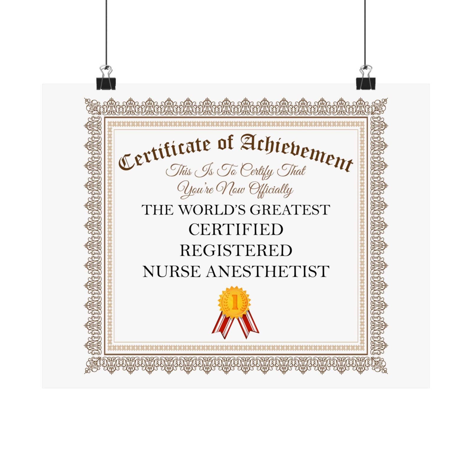 World's Greatest Certified Registered Nurse Anesthetist - 14 in x 11 in Matte Poster