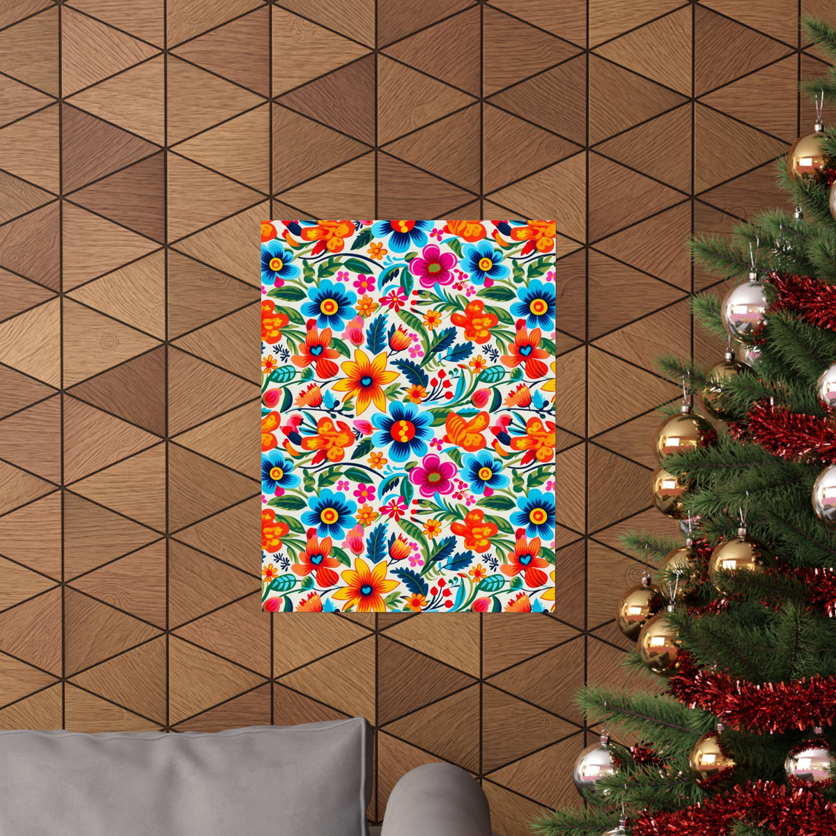 Mexican Floral Fiesta Pattern 050 - 18 in x 24 in Matte Poster