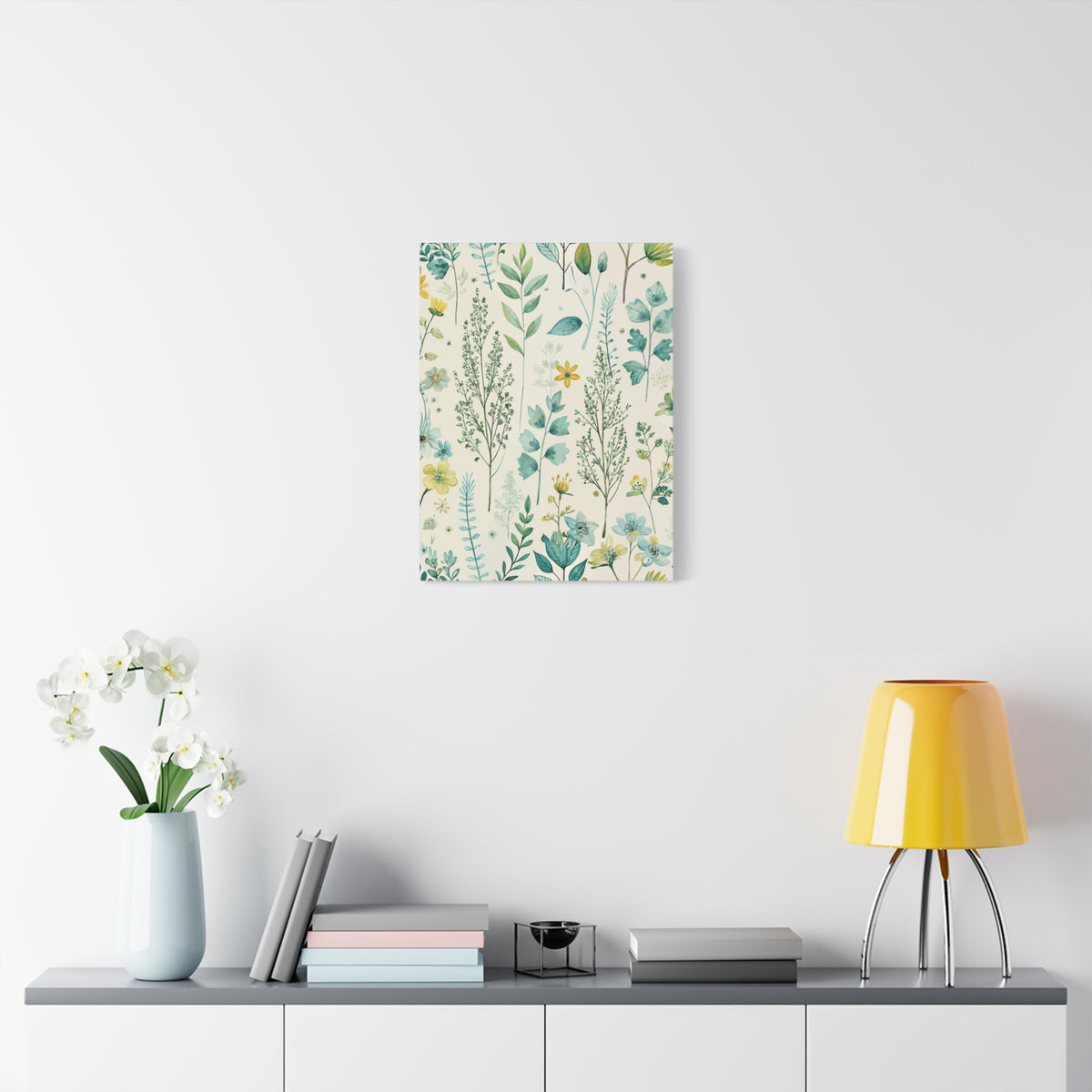 Folk Floral Pattern, Finnish Inspired 02 - 18 in x 24 in Matte Canvas, Stretched, 1.25 in