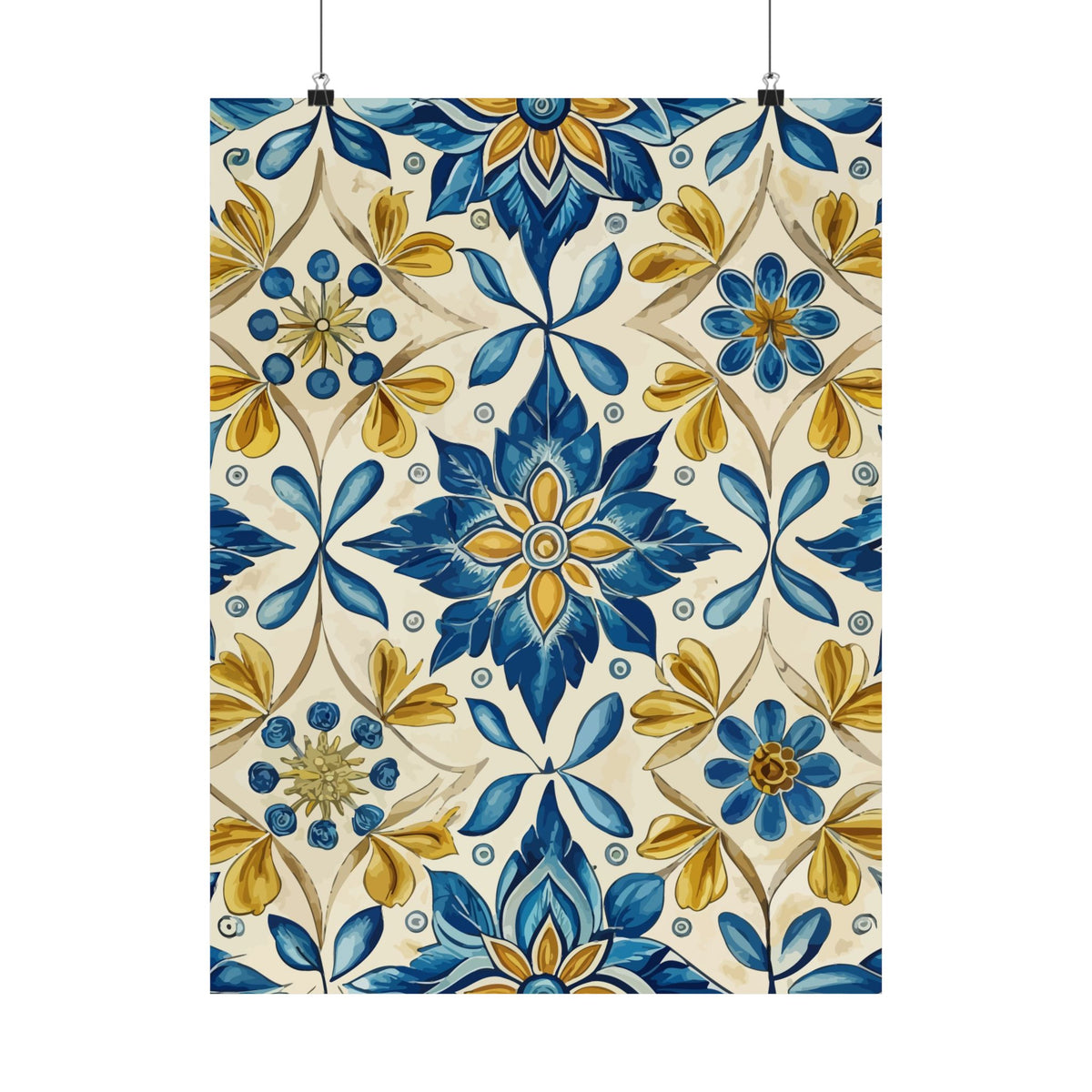 Folk Floral Pattern, Portuguese Inspired 01 - 18 in x 24 in Matte Poster