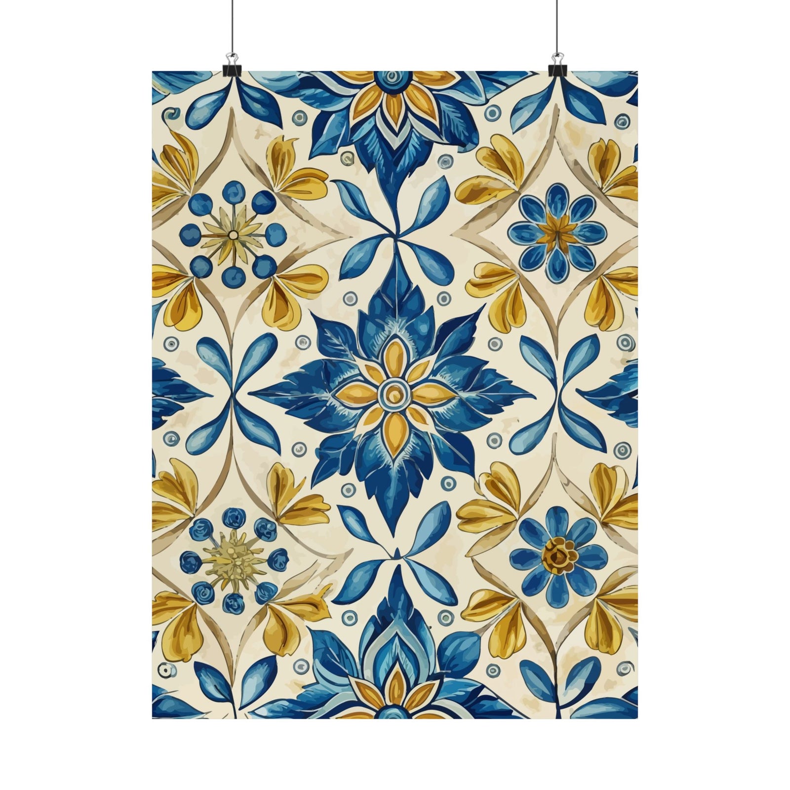 Folk Floral Pattern, Portuguese Inspired 01 - 18 in x 24 in Matte Poster