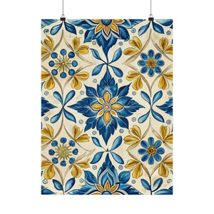 Folk Floral Pattern, Portuguese Inspired 01 - 18 in x 24 in Matte Poster