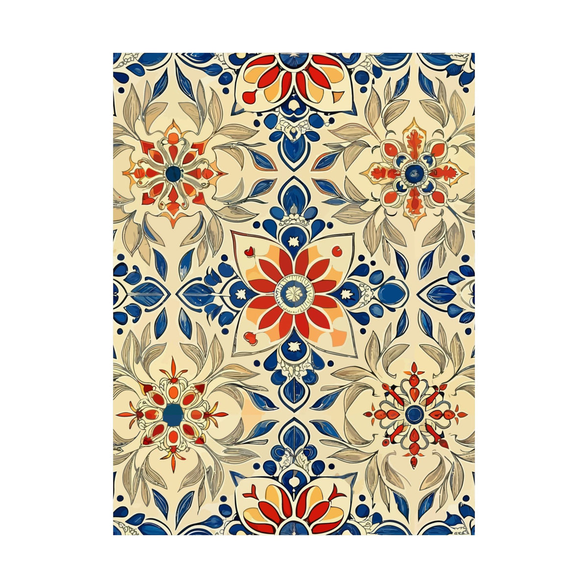 Folk Floral Pattern, Moroccan Inspired 07 - 18 in x 24 in Matte Poster