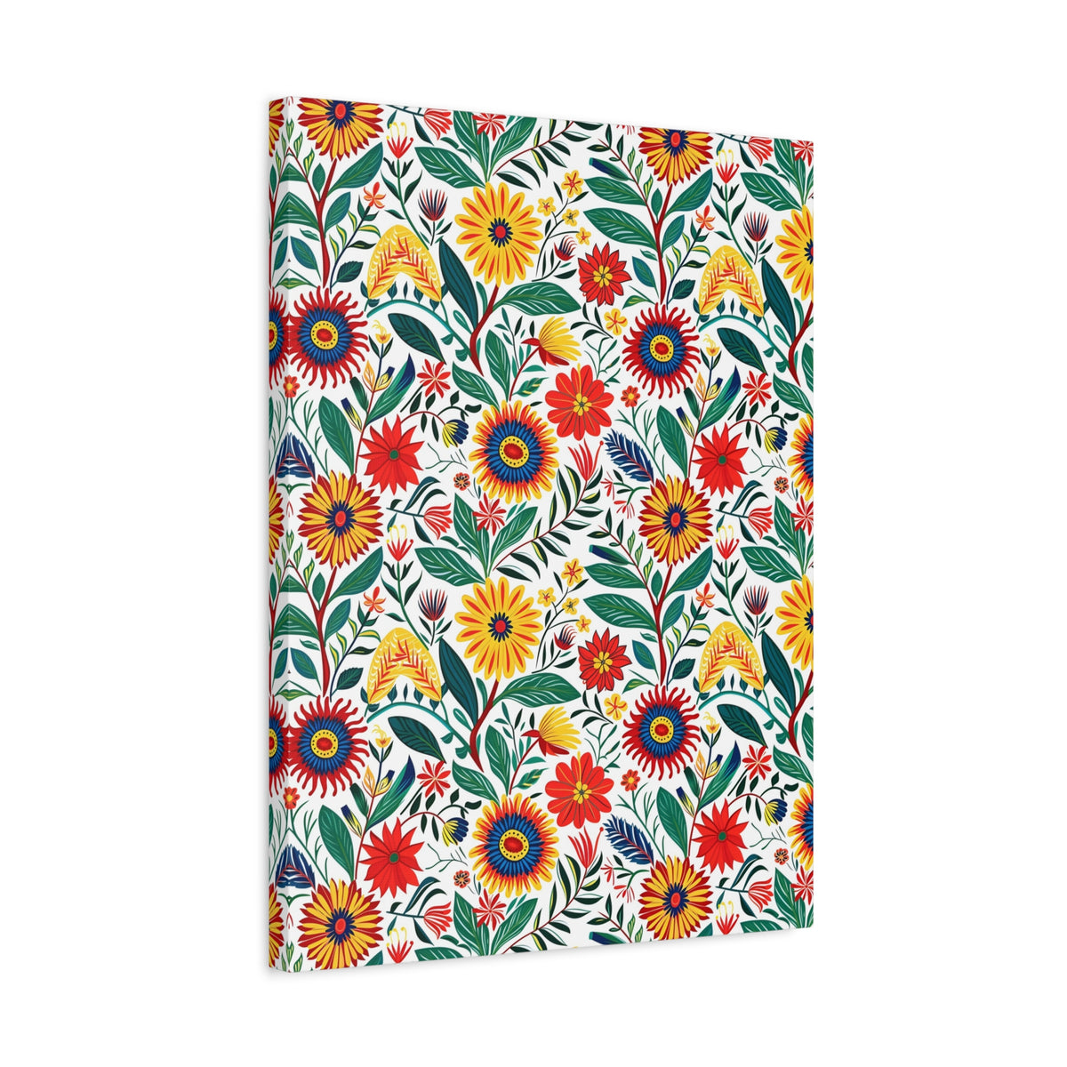 Mexican Floral Fiesta Pattern 023 - 18 in x 24 in Matte Canvas, Stretched, 1.25 in