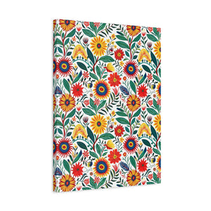 Mexican Floral Fiesta Pattern 023 - 18 in x 24 in Matte Canvas, Stretched, 1.25 in