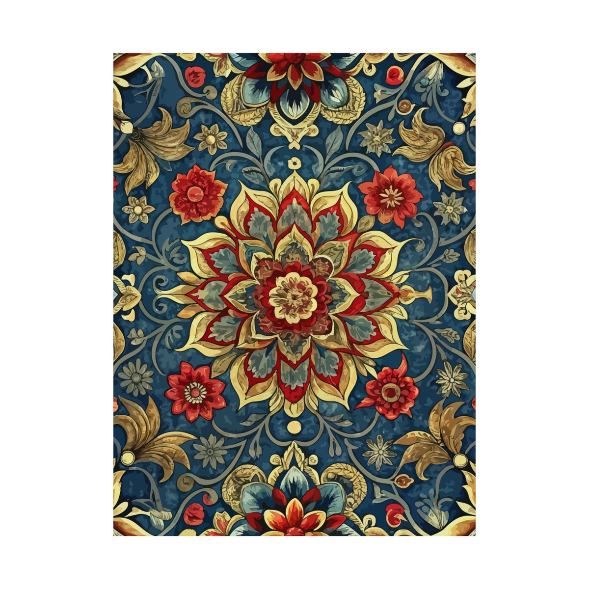 Folk Floral Pattern, Iranian Inspired 01 - 18 in x 24 in Matte Poster