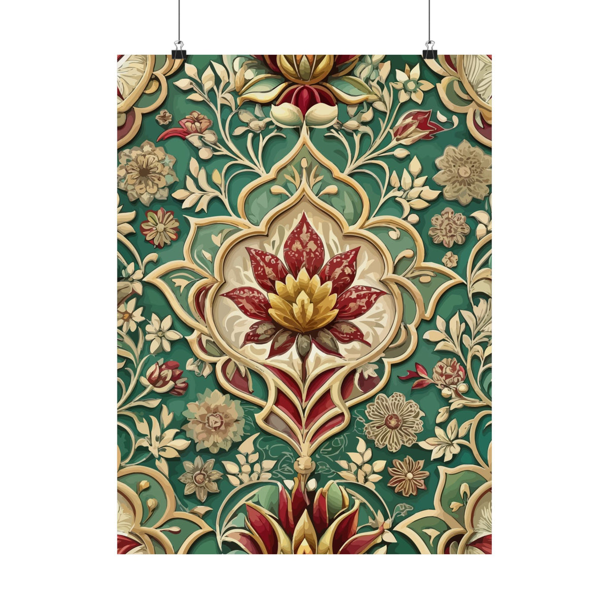 Folk Floral Pattern, Mughal Inspired 02 - 18 in x 24 in Matte Poster
