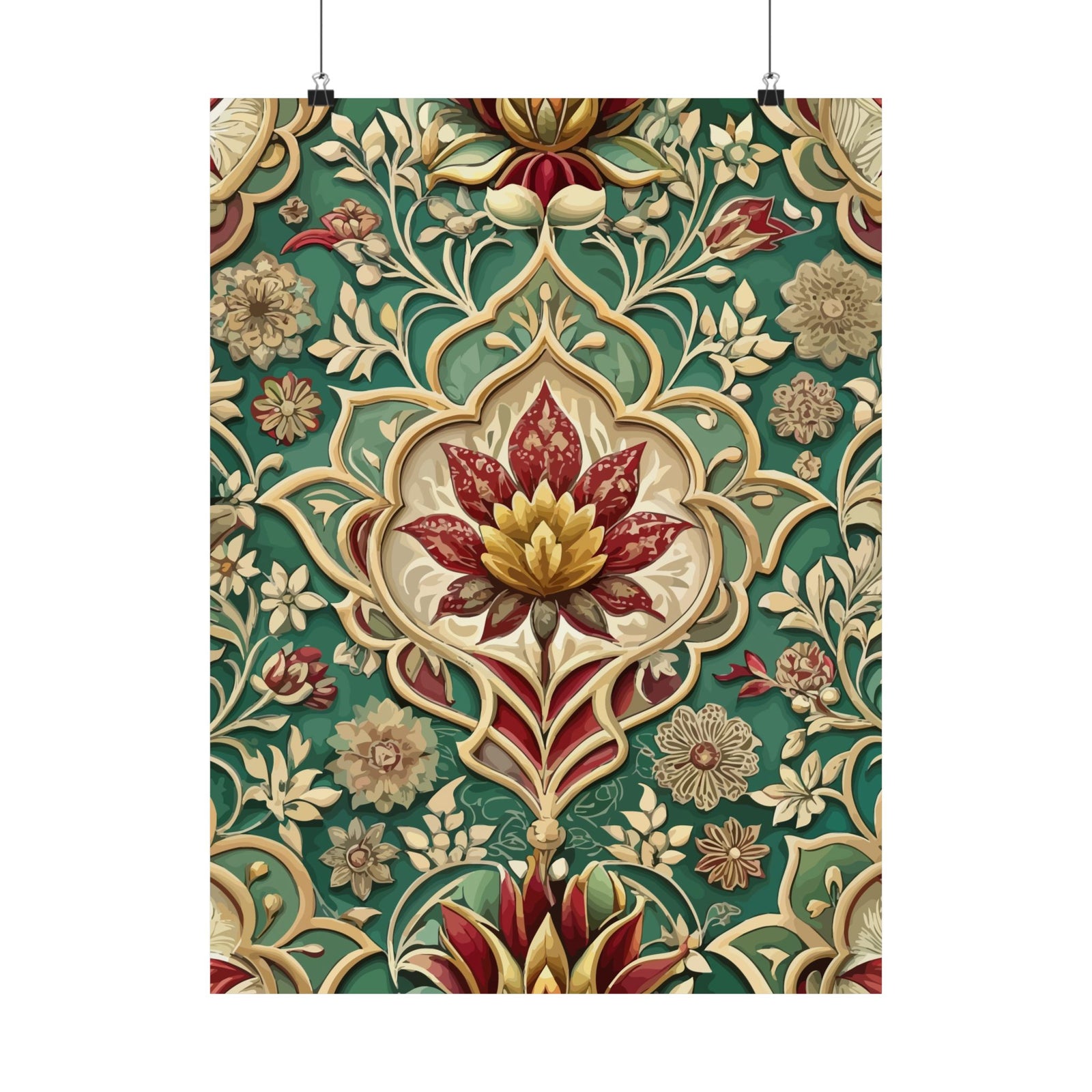 Folk Floral Pattern, Mughal Inspired 02 - 18 in x 24 in Matte Poster