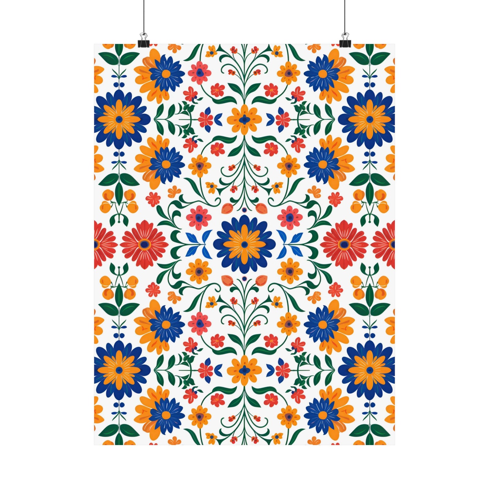 Mexican Floral Fiesta Pattern 016 - 18 in x 24 in Matte Poster