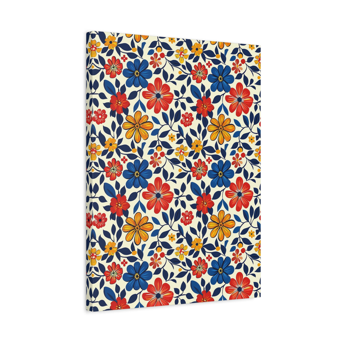 Mexican Floral Fiesta Pattern 042 - 18 in x 24 in Matte Canvas, Stretched, 1.25 in