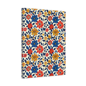 Mexican Floral Fiesta Pattern 042 - 18 in x 24 in Matte Canvas, Stretched, 1.25 in